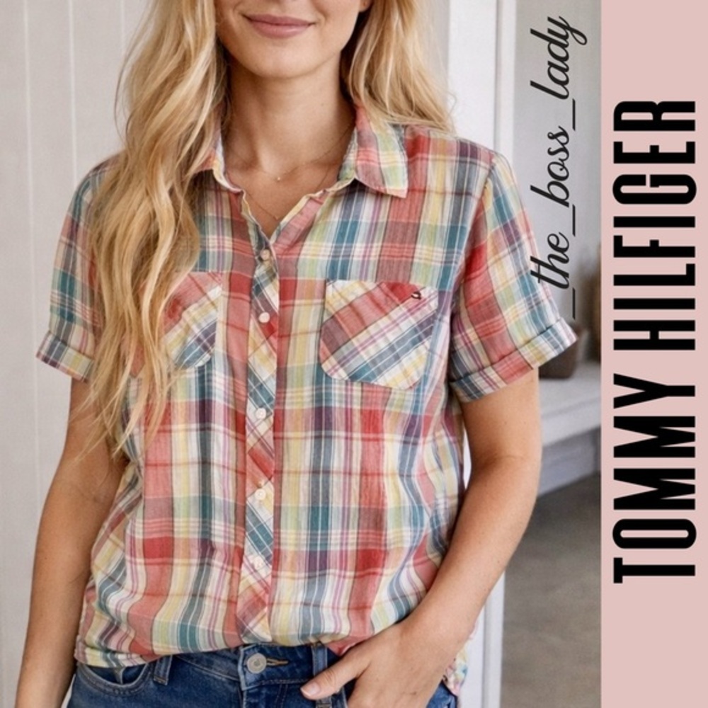 Tommy Hilfiger plaid shirt button-front top Small